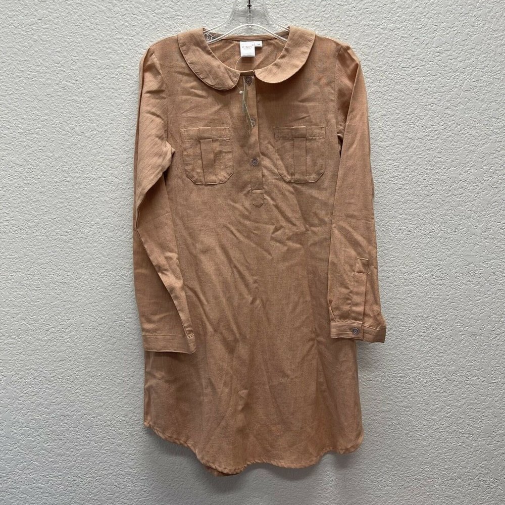 Yo Baby Girls Dress Size 13  Peach 100% Cotton Shirt A Line Church